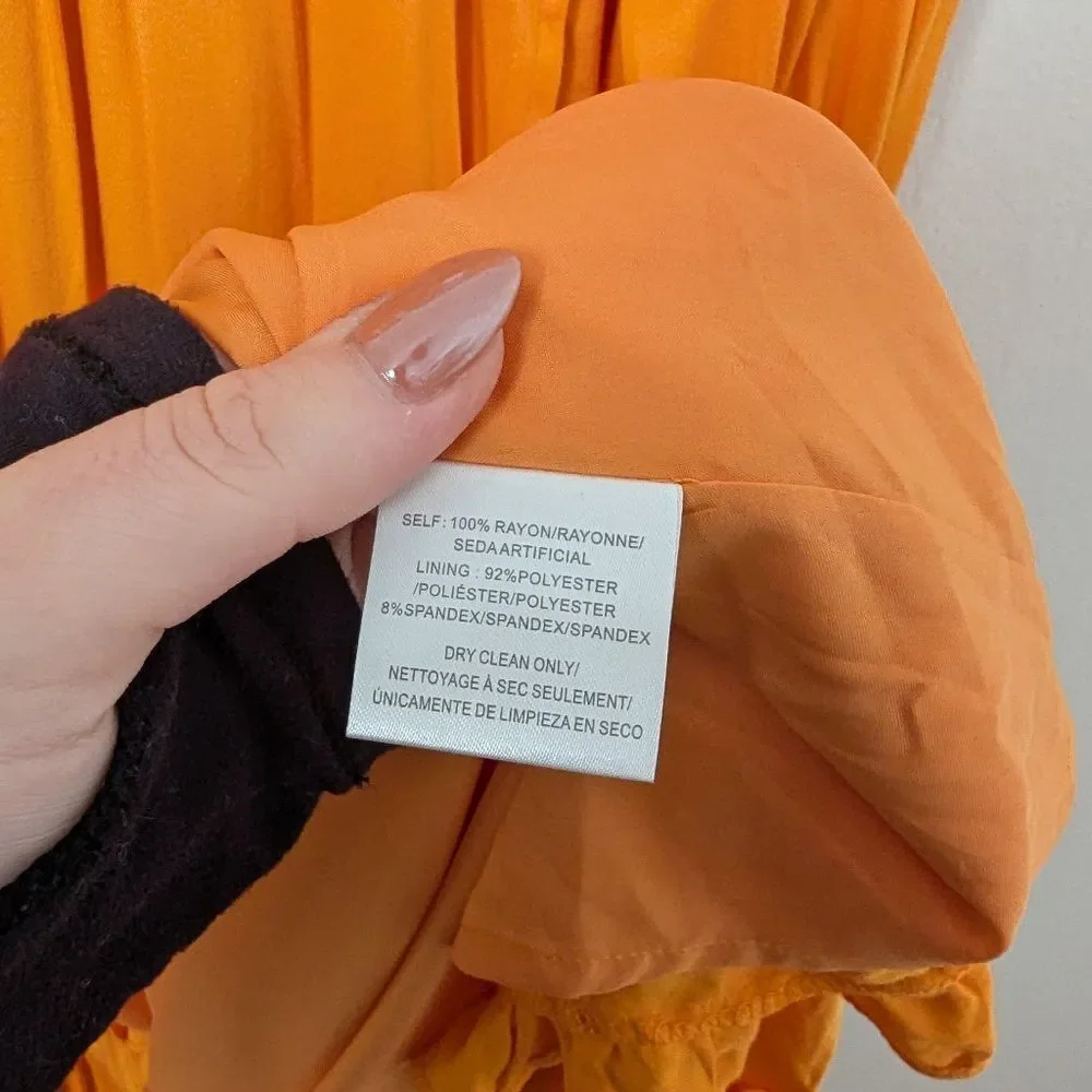 NWT BTFL-Life Free People tangerine orange ruffle tiered lace maxi dress